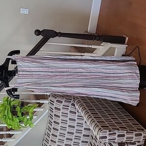 Old Navy Maxi Multi-colored Striped Dress Thin Straps Linen Blend XL